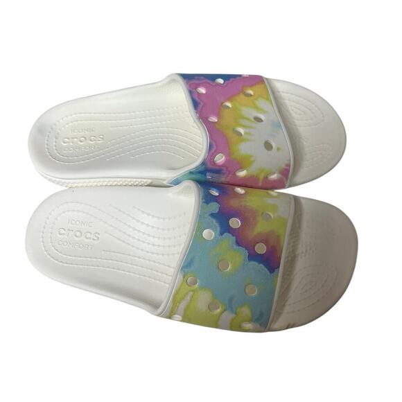Crocs Unisex Classic Slide Open Toe Sandals Tie-Dye Size M6 W8 - Picture 6 of 11